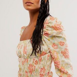 NWT Intimately Free People Floral Smocked Bodysuit